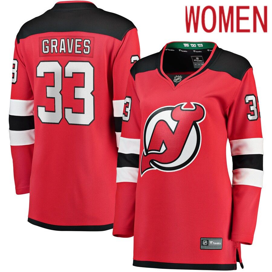 Women New Jersey Devils 33 Ryan Graves Fanatics Branded Red Breakaway Player NHL Jersey